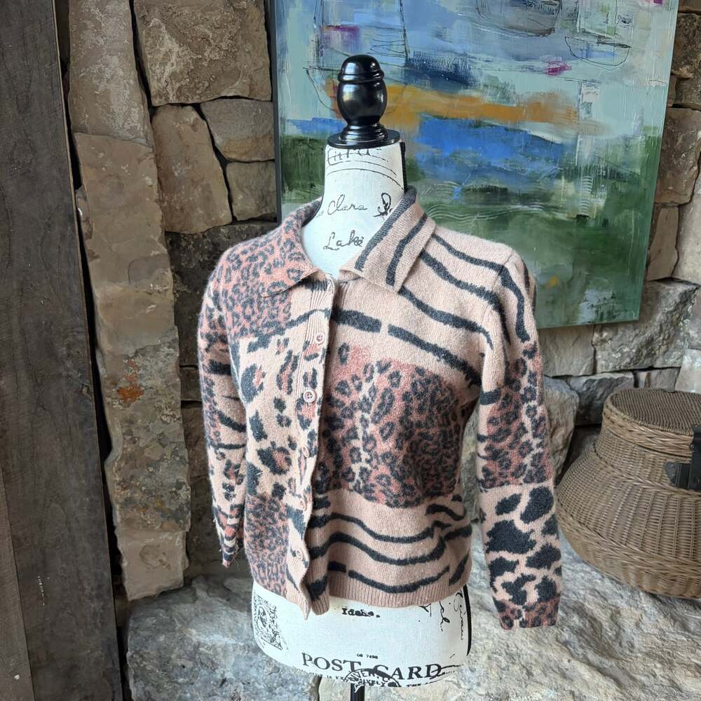 Vintage Spiegel Animal Print Cardigan Missy vintage XL (see measurments) Lambswo